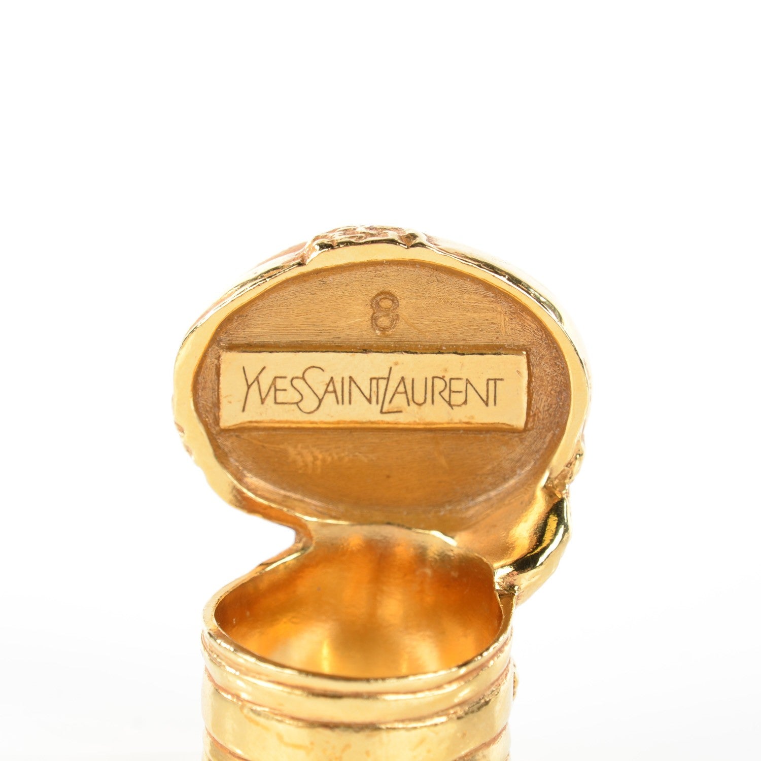 Saint Laurent Glass Cabochon Arty Ovale Ring 8 Gold 4 of 5