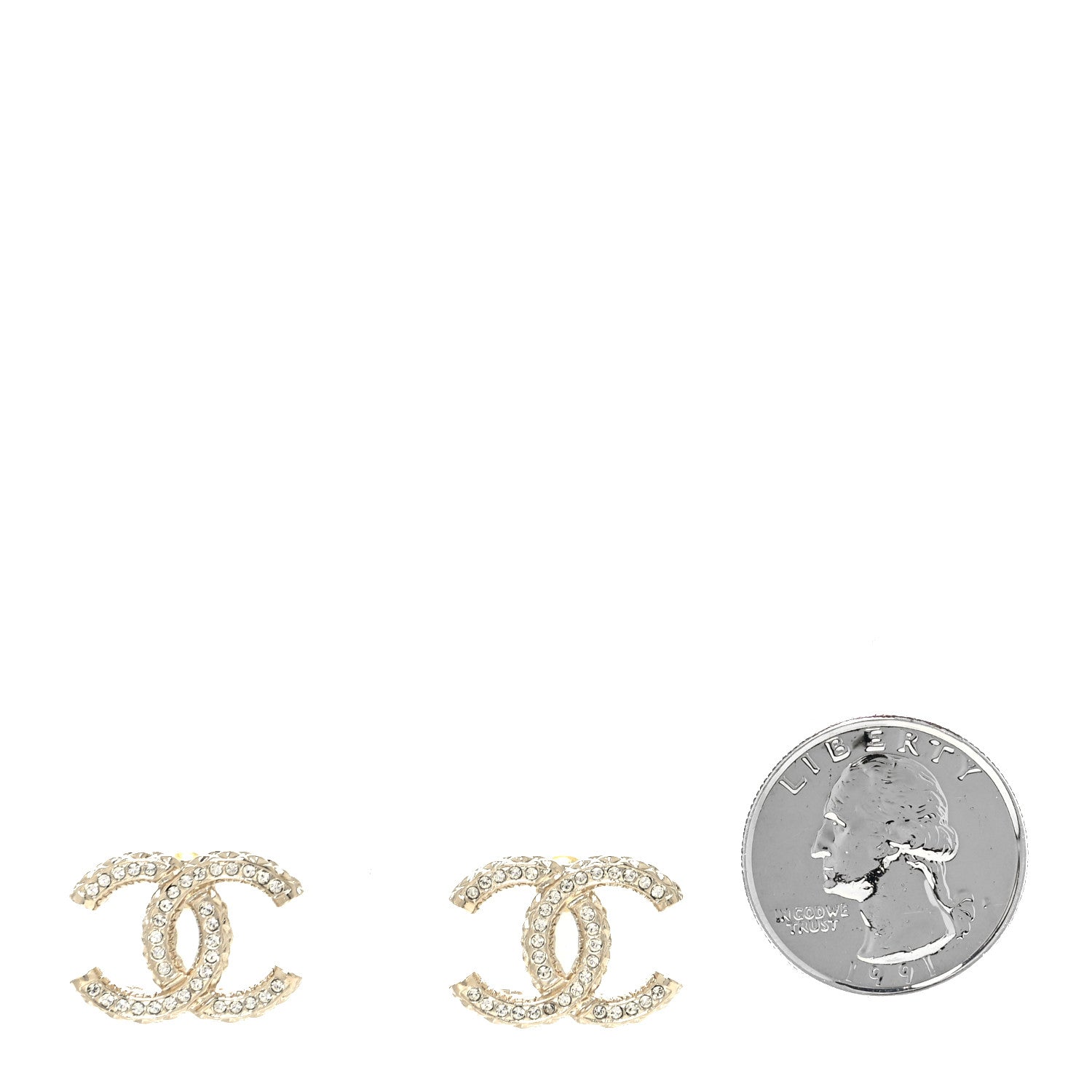 Chanel Crystal CC Earrings Gold 2 of 4