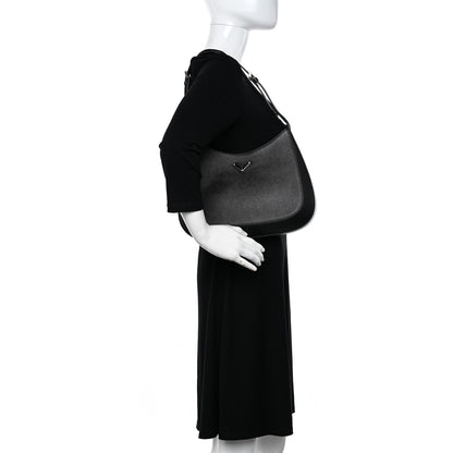 Prada Saffiano Cleo Adjustable Strap Shoulder Bag Black 2 of 9
