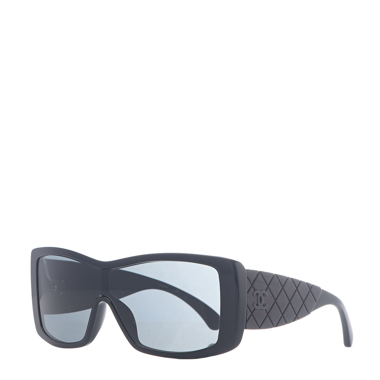 Chanel Wood Rubber Shield Sunglasses 71337A Black 1 of 6