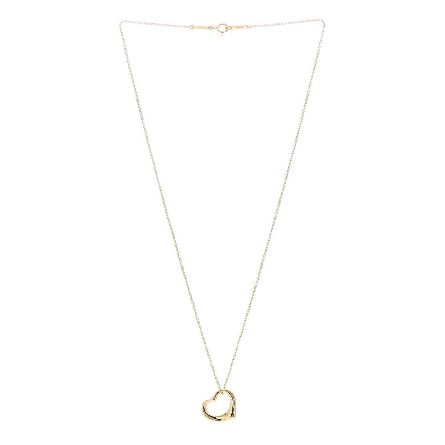 18K Yellow Gold 16mm Elsa Peretti Open Heart Pendant Necklace