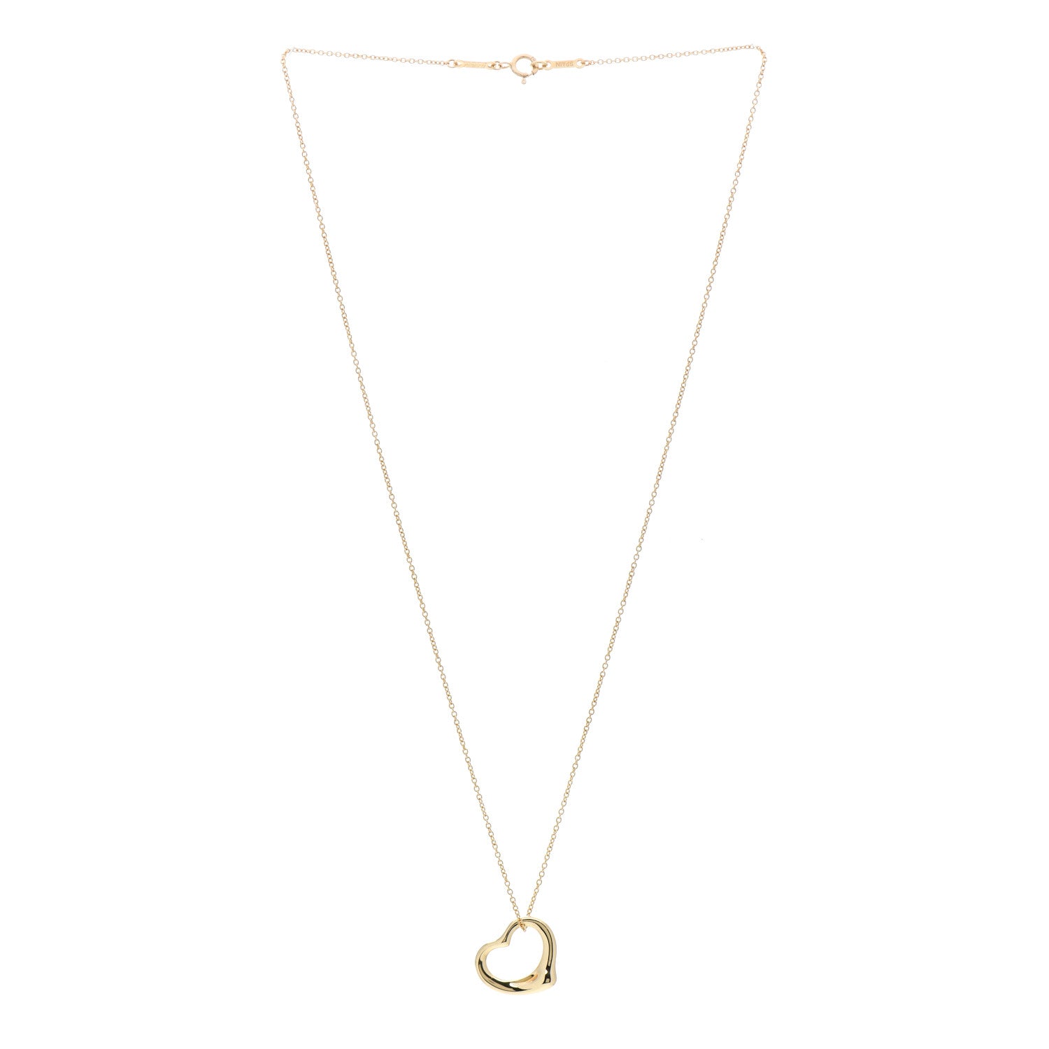 Tiffany 18K Yellow Gold 16mm Elsa Peretti Open Heart Pendant Necklace 2 of 4