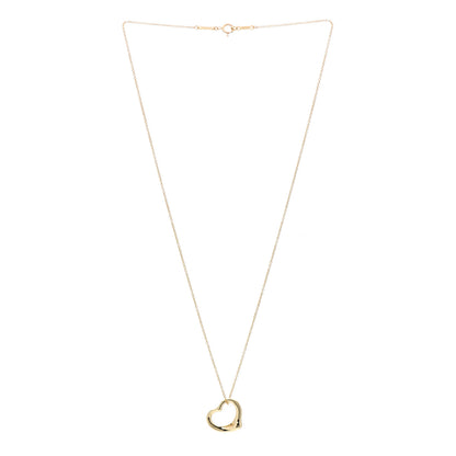 Tiffany 18K Yellow Gold 16mm Elsa Peretti Open Heart Pendant Necklace 2 of 4