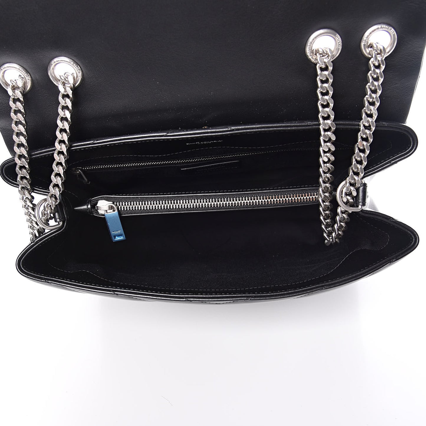 Calfskin Y Quilted Monogram Medium Loulou Chain Satchel Black