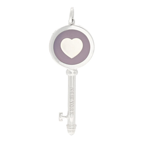 Sterling Silver Enamel Keys Heart Key Pendant Lavender