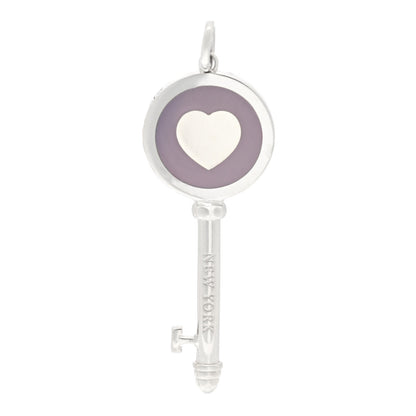 Tiffany Sterling Silver Enamel Keys Heart Key Pendant Lavender 1 of 4