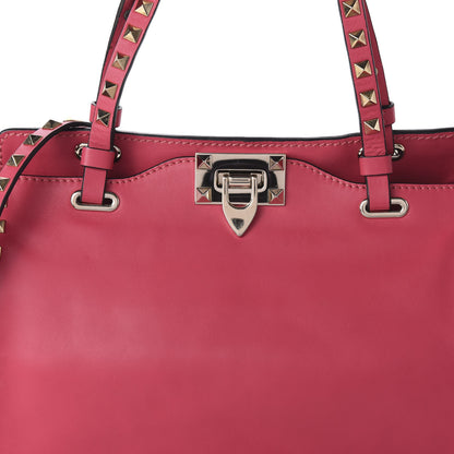 Valentino Garavani Vitello Small Rockstud Tote Deep Rose 9 of 9