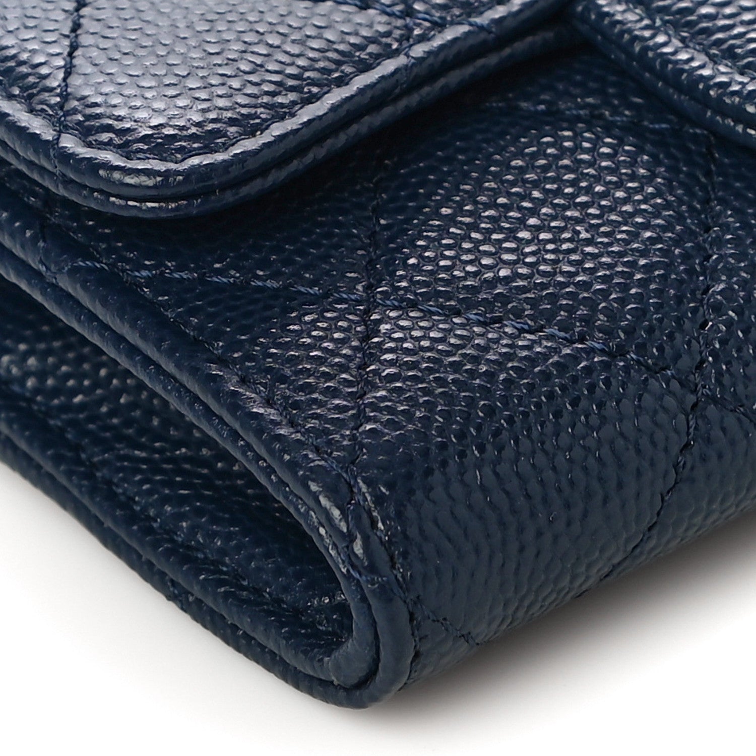 Chanel Caviar Quilted Flap Card Holder Wallet Navy Blue 5 of 12