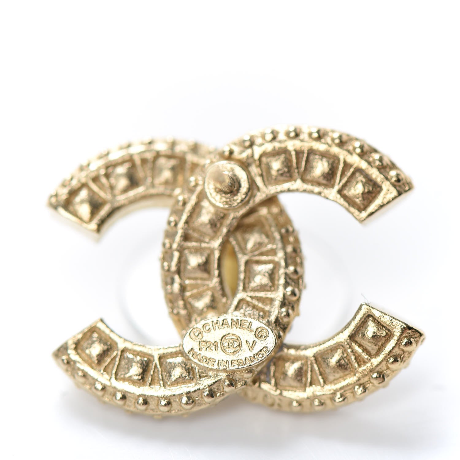 Chanel Crystal Timeless CC Earrings Light Gold 5 of 5