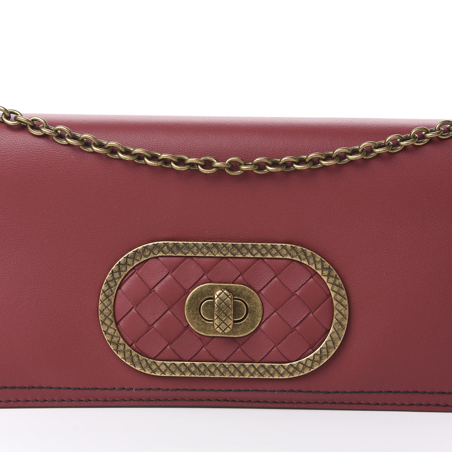Nappa Intrecciato Ellittica Chain Wallet Baccara Rose
