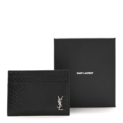 Saint Laurent Snakeskin Monogram Credit Card Case Black 8 of 8