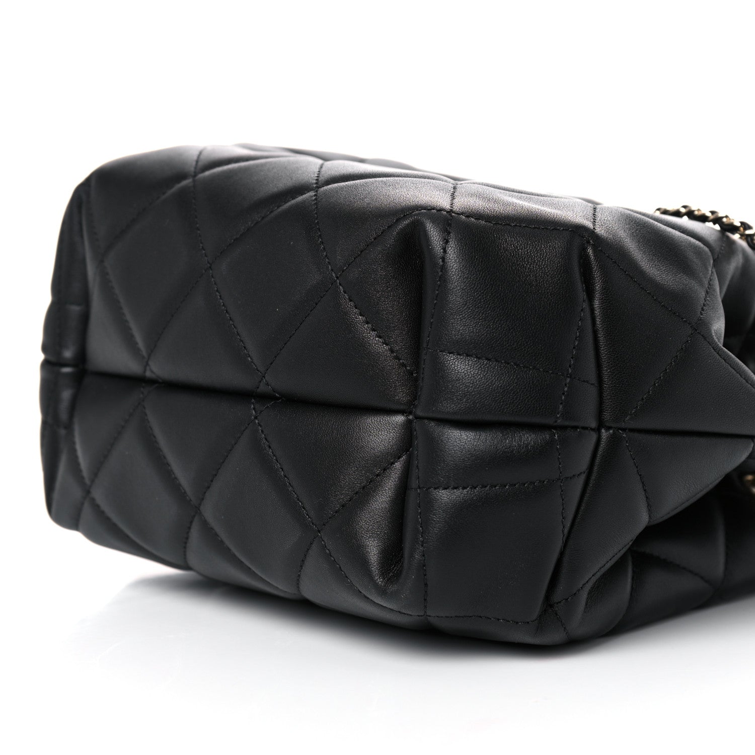 Chanel Lambskin Quilted Large CC Drawstring Bag Black 9 of 10