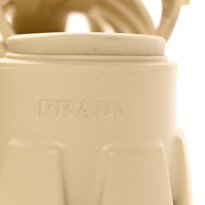 Prada Foam Rubber Metal Triangle Logo Monolith 55mm Cage Sandals 41 Quarzo 12 of 14