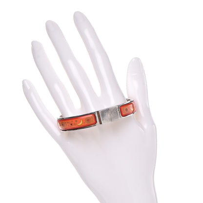 Hermes Enamel Narrow Clic Clac Star Moon Bracelet PM Orange 2 of 7
