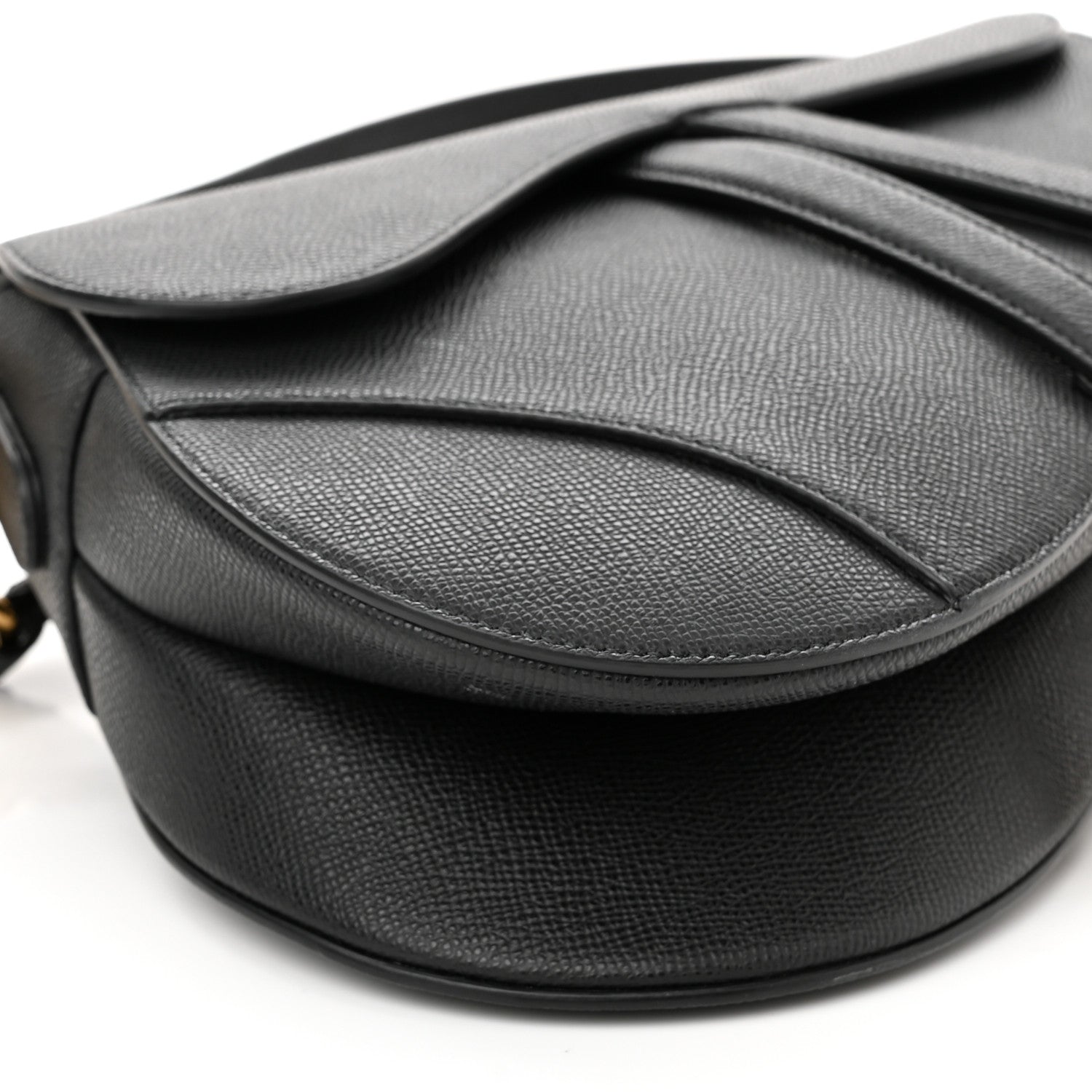 Christian Dior Grained Calfskin Saddle Bag With Strap Black 9 of 10