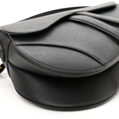 Christian Dior Grained Calfskin Saddle Bag With Strap Black 9 of 10