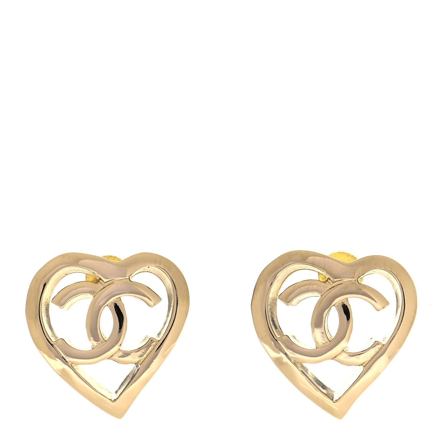 Chanel Metal CC Heart Coco In Love Earrings Gold 1 of 4