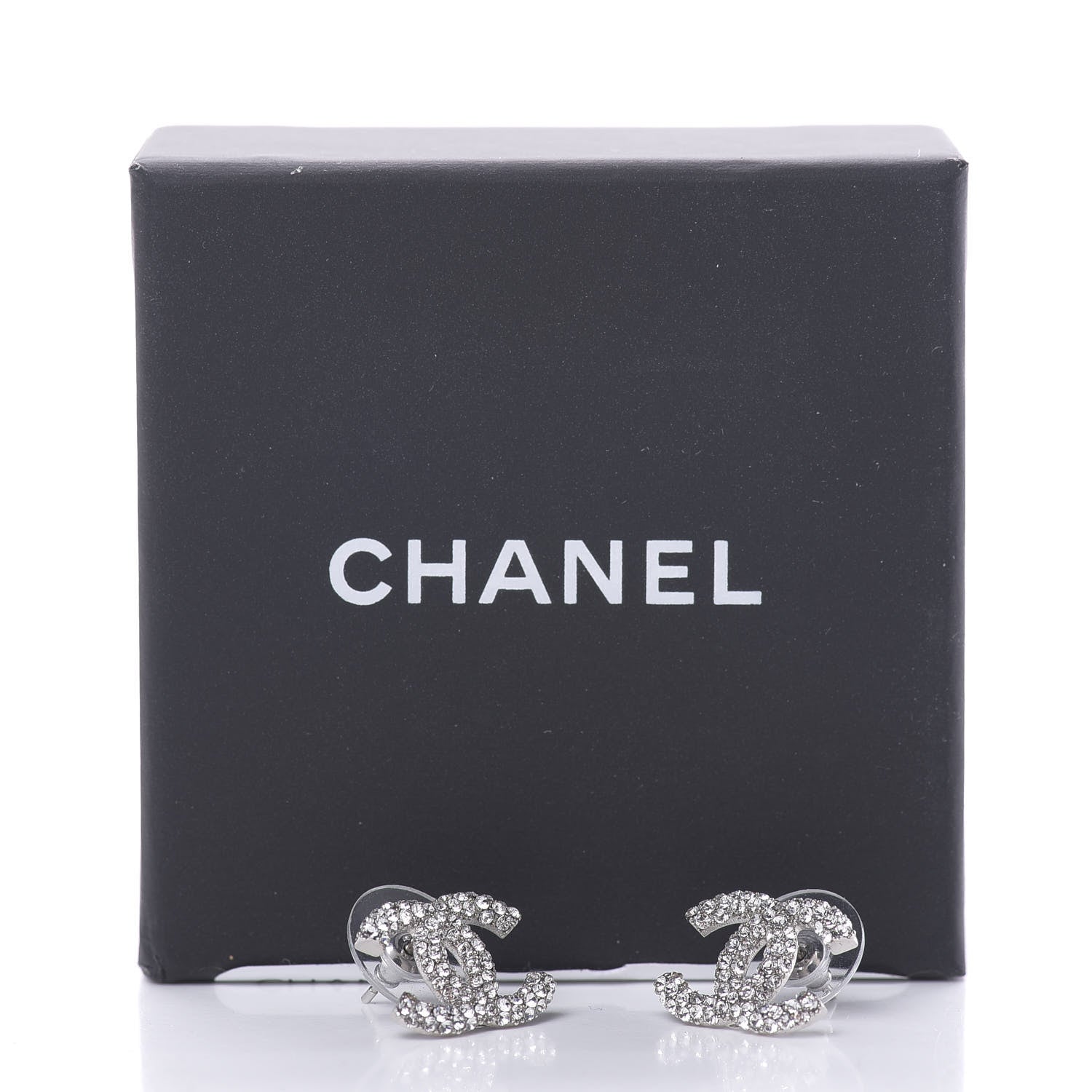 Chanel Crystal CC Earrings Silver 5 of 5