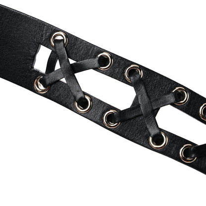 Chanel Calfskin Cross Stitch Grommet Belt 110 44 Black 5 of 5