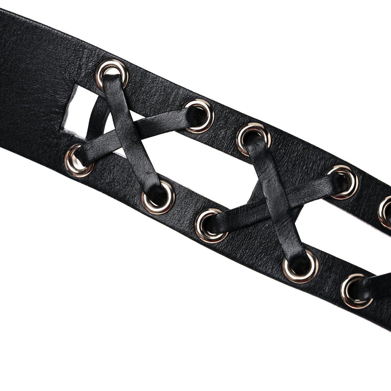 Chanel Calfskin Cross Stitch Grommet Belt 110 44 Black 5 of 5