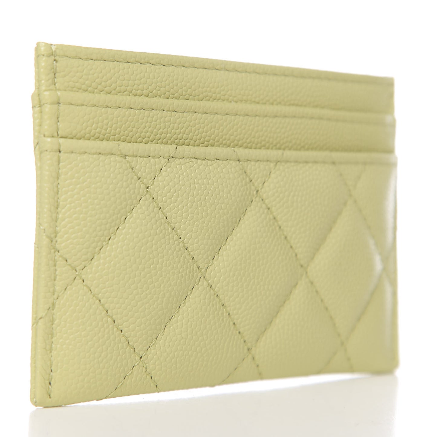 Caviar Quilted French New Wave Card Holder Light Green