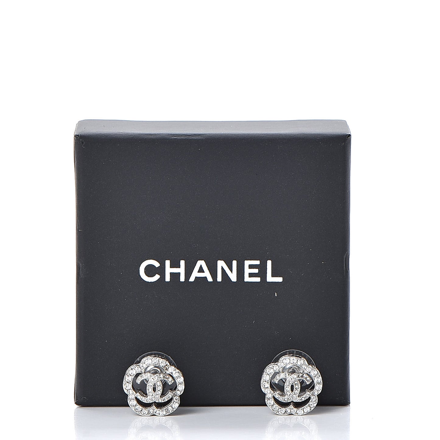 Crystal CC Camellia Earrings Silver