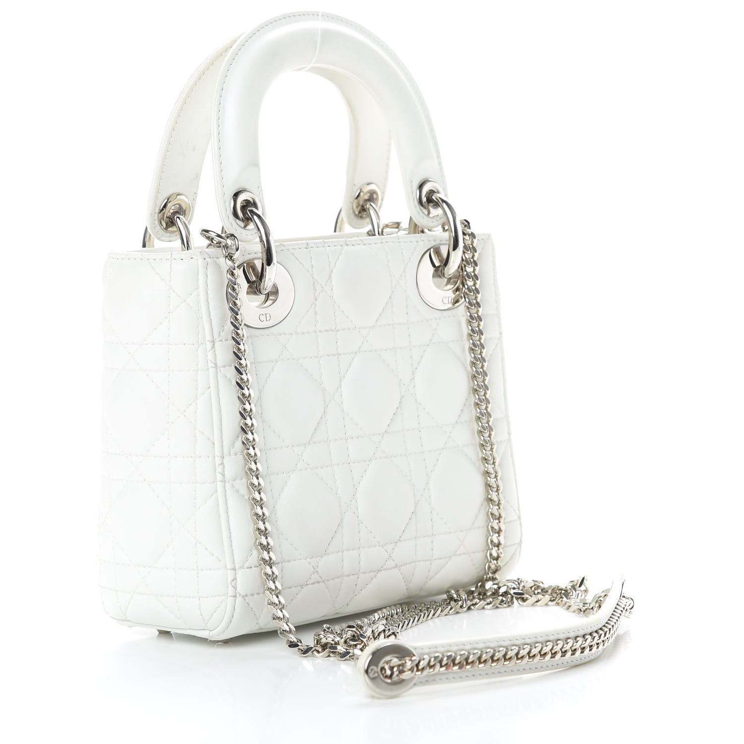 Christian Dior Lambskin Cannage Mini Lady Dior White 3 of 14