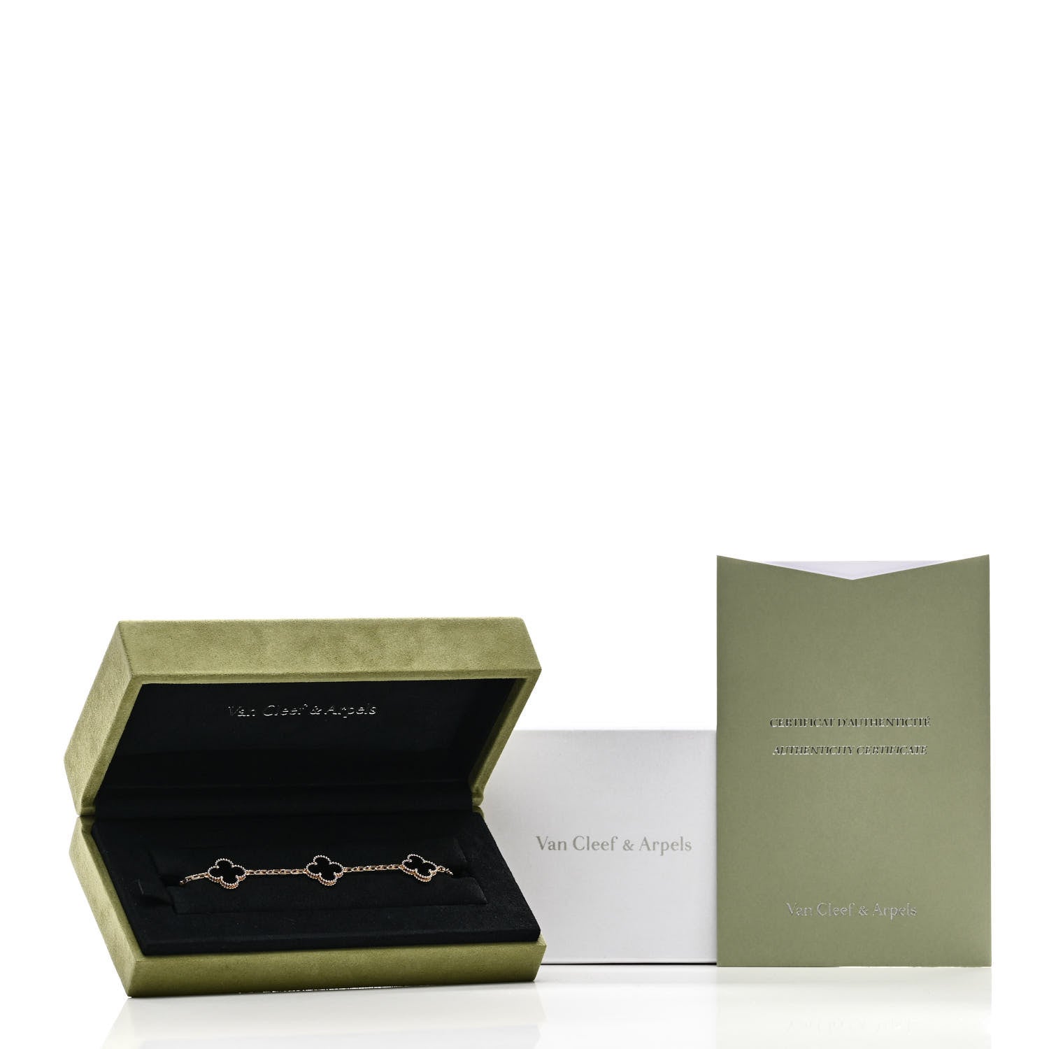 Van Cleef & Arpels 18K Yellow Gold Black Onyx 5 Motifs Vintage Alhambra Bracelet 5 of 5