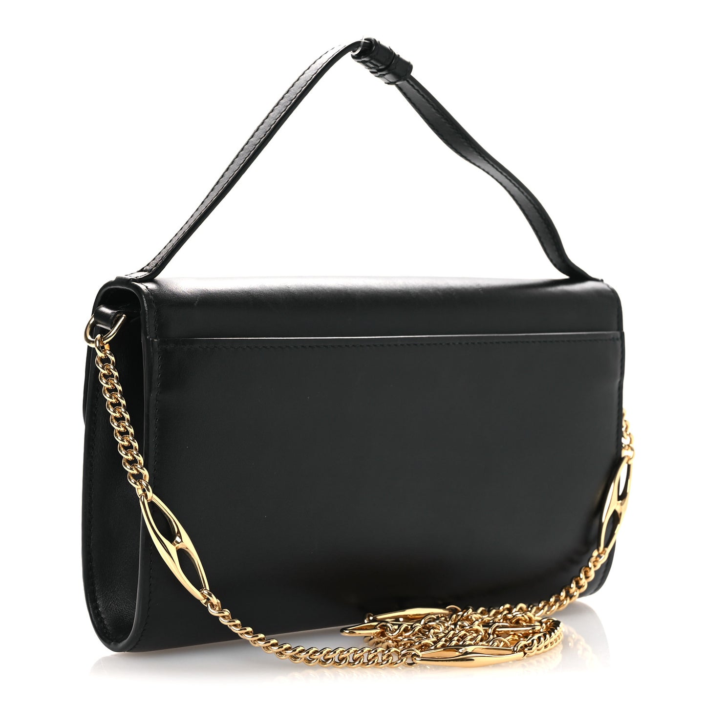 Smooth Calfskin Small Zumi Top Handle Shoulder Bag Black
