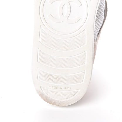 Chanel Fabric Mesh Suede Calfskin High Top Sneakers 41 White 11 of 13