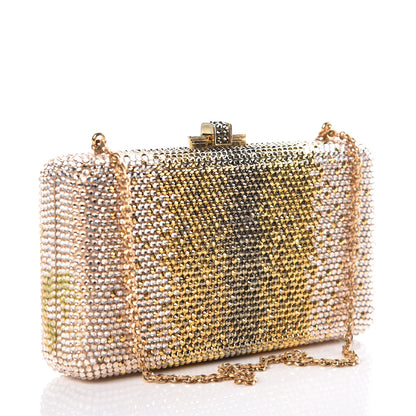 Judith Leiber Swarovski Crystal Minaudiere Clutch Gold Silver 3 of 8