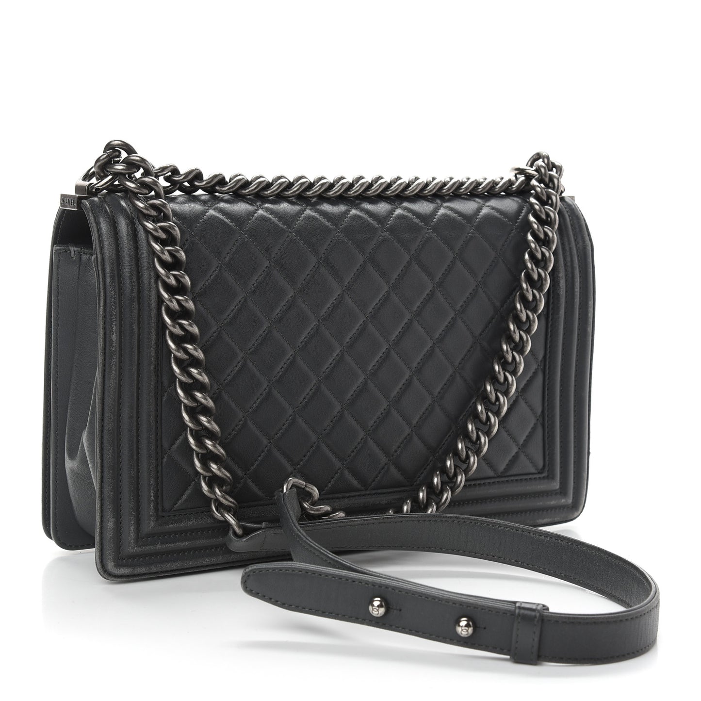 Lambskin Quilted New Medium Boy Flap Grey
