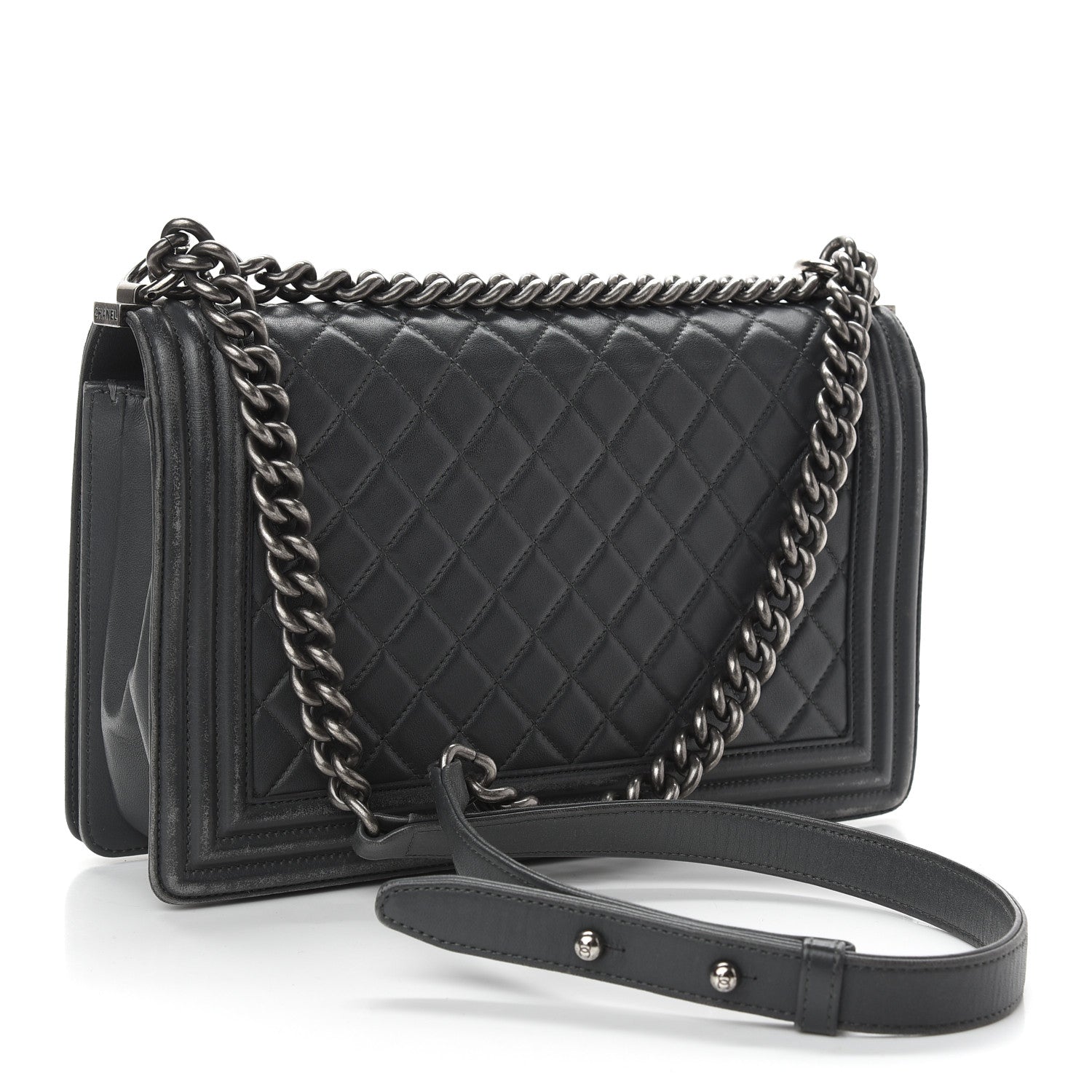 Chanel Lambskin Quilted New Medium Boy Flap Grey 3 of 10