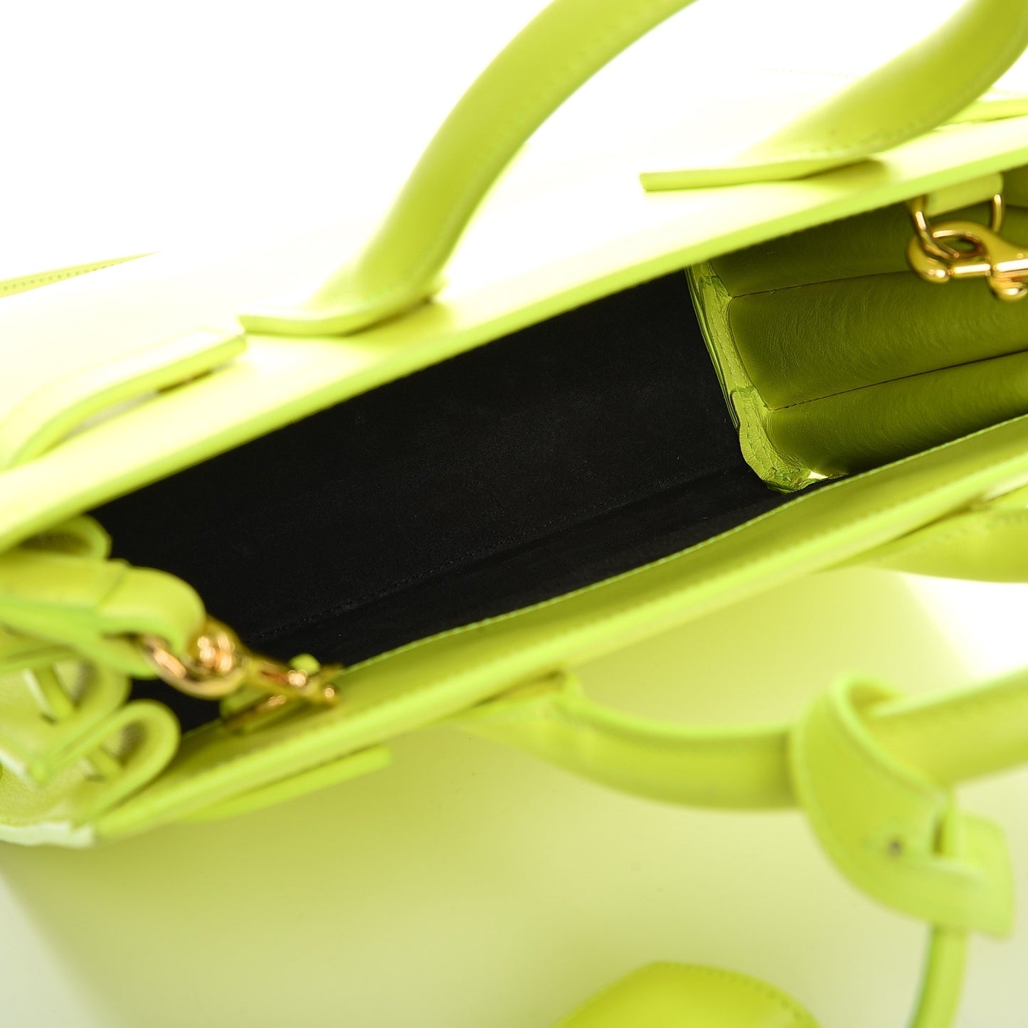 Calfskin Nano Sac De Jour Neon Yellow