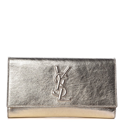 Saint Laurent Metallic Calfskin Monogram Large Belle De Jour Clutch Gold 1 of 12