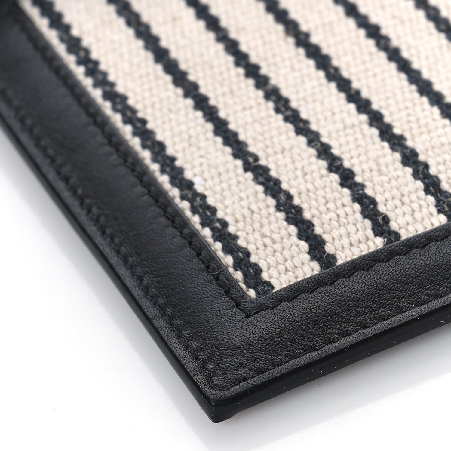 Saint Laurent Canvas Striped Uptown Pouch Beige Black 7 of 9
