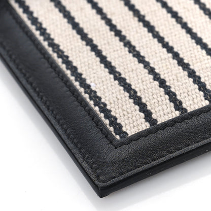 Saint Laurent Canvas Striped Uptown Pouch Beige Black 7 of 9