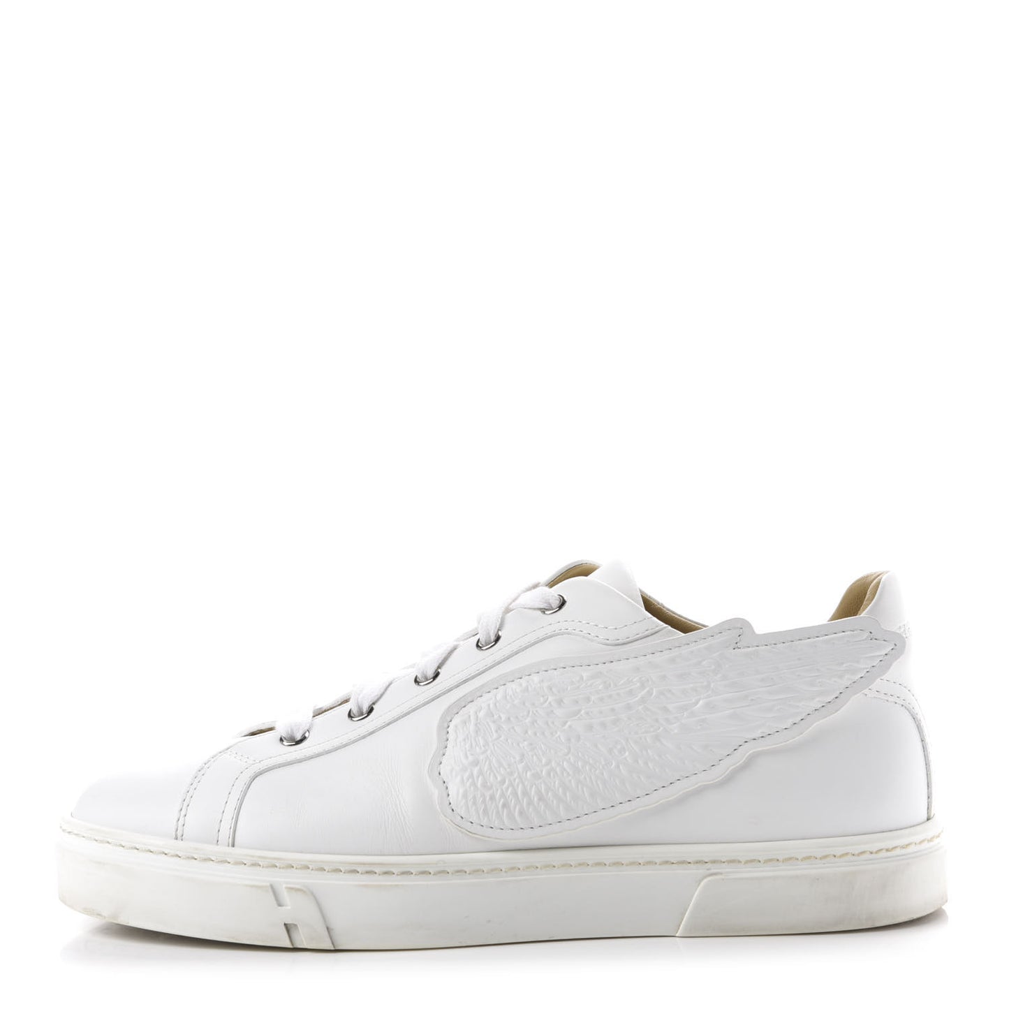 Calfskin Mens Wing Sneakers 41 White