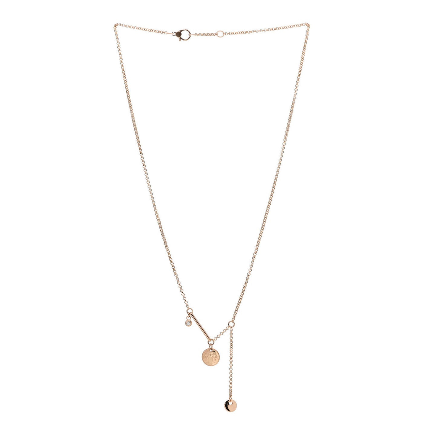 18K Rose Gold Diamond PM Ex-Libris Pendant Necklace