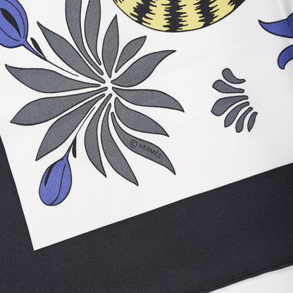 Hermes Silk Les Leopards Scarf 90 Black Blanc Jaune D'Or 3 of 3