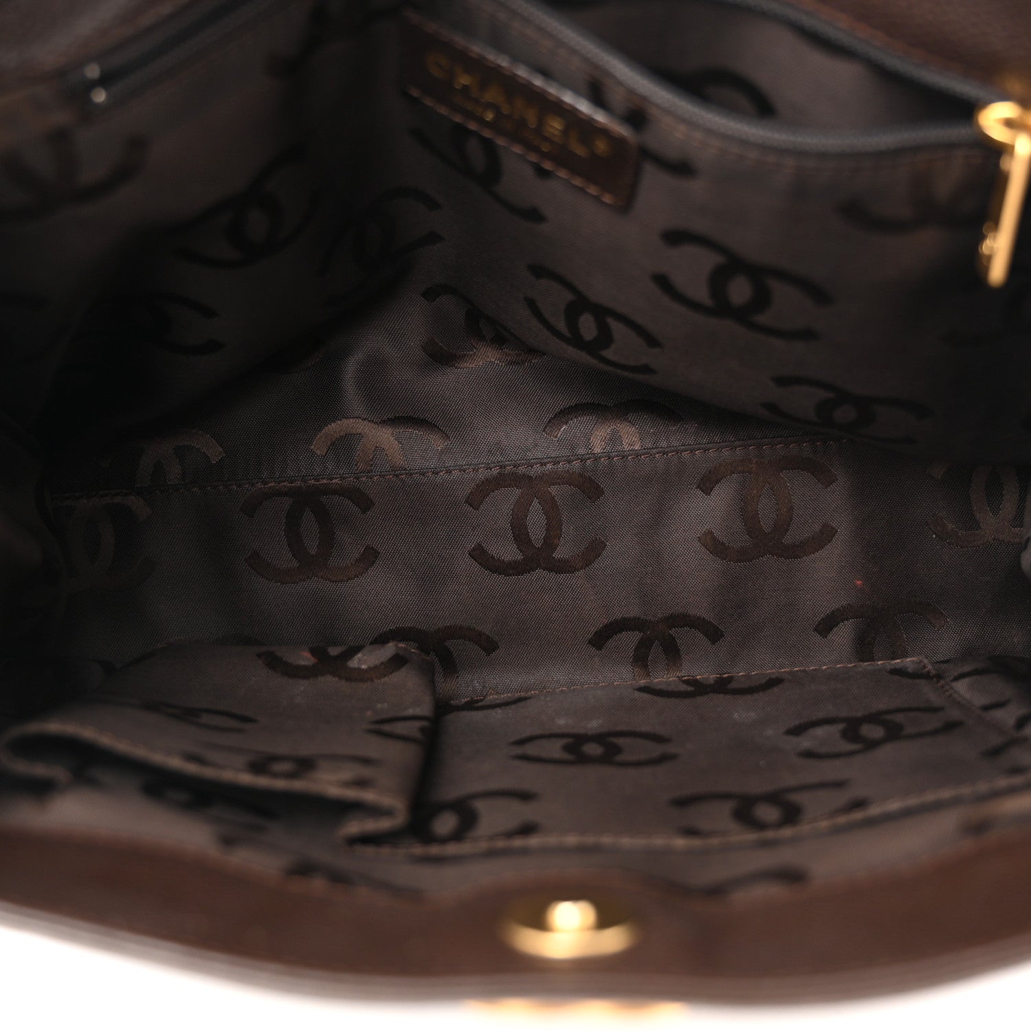 Chanel Caviar Quilted Shopping Tote Dark Brown 5 of 14