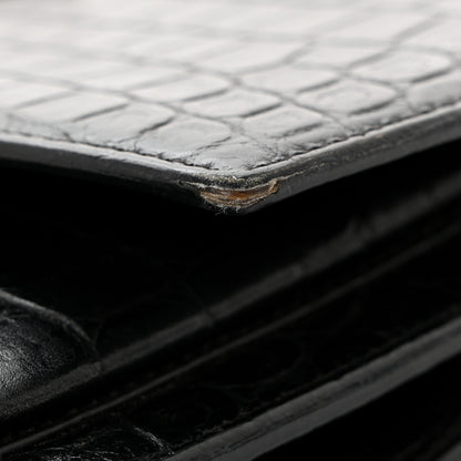 Saint Laurent Calfskin Crocodile Embossed Medium Monogram Sunset Black 12 of 14