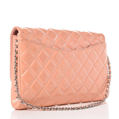 Chanel Patent Quilted Clutch with Chain Flap Light Pink 3 of 9