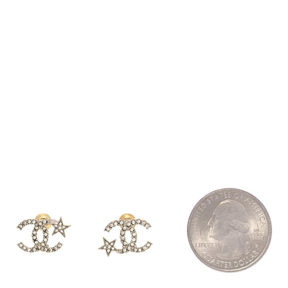 Chanel Crystal CC Starfall Earrings Gold 2 of 4