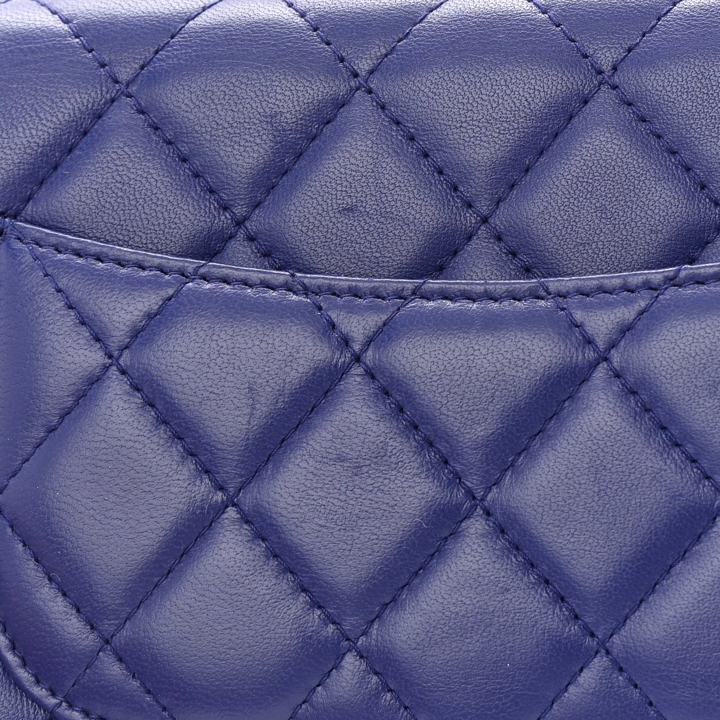 Lambskin Quilted Wallet On Chain WOC Blue