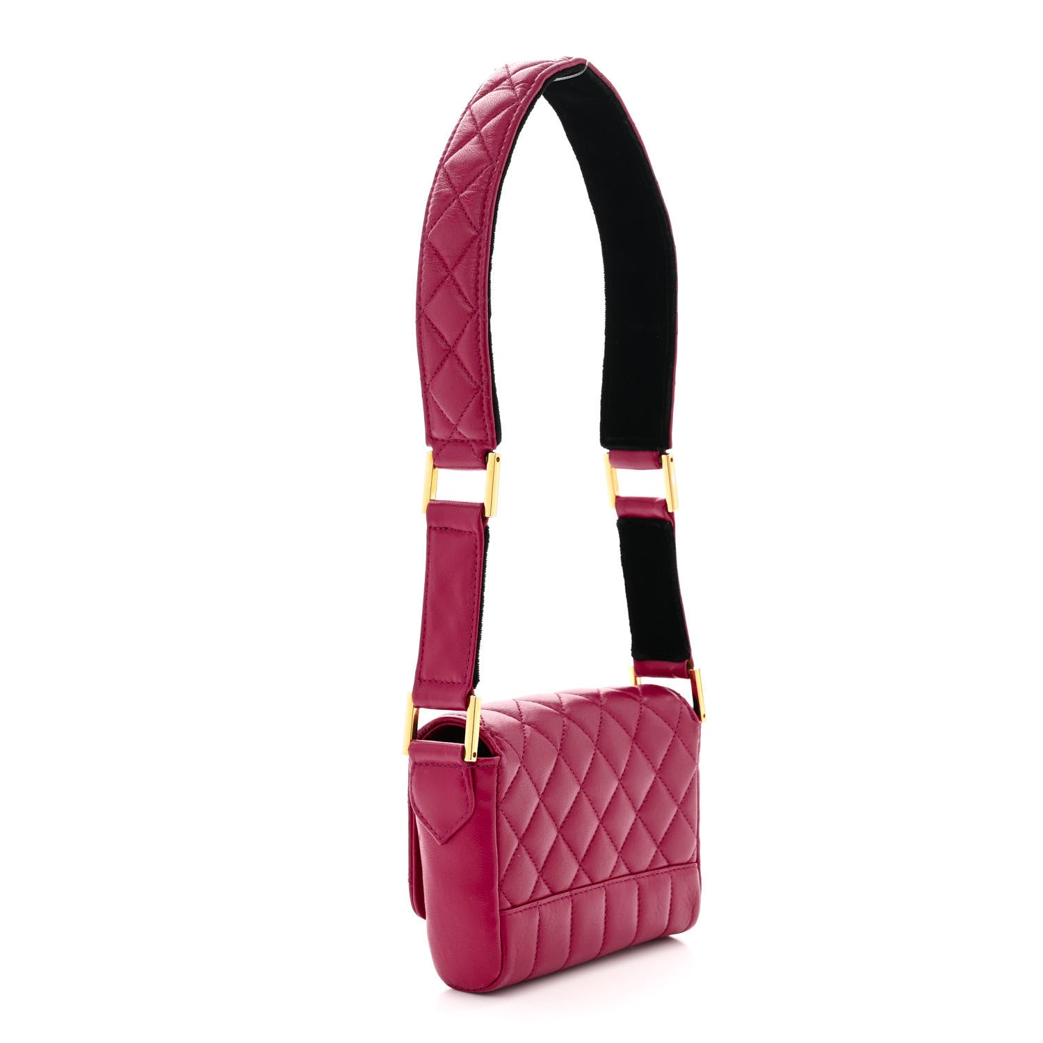 Chanel Lambskin Diamond Vertical Quilted Messenger Flap Dark Pink 3 of 12