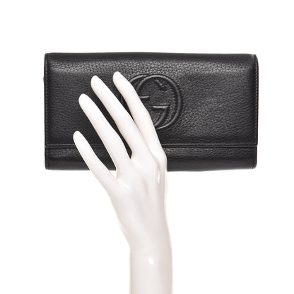 Gucci Pebbled Calfskin Large Soho Continental Wallet Black 2 of 6