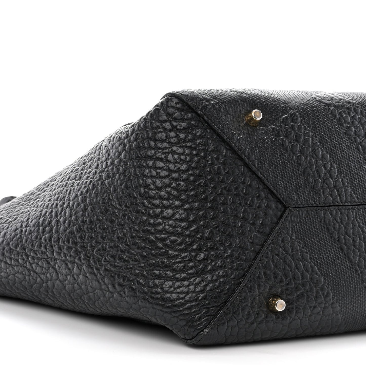Signature Grain Calfskin Check Embossed Small Canterbury Tote Black