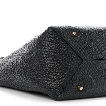 Burberry Signature Grain Calfskin Check Embossed Small Canterbury Tote Black 13 of 17