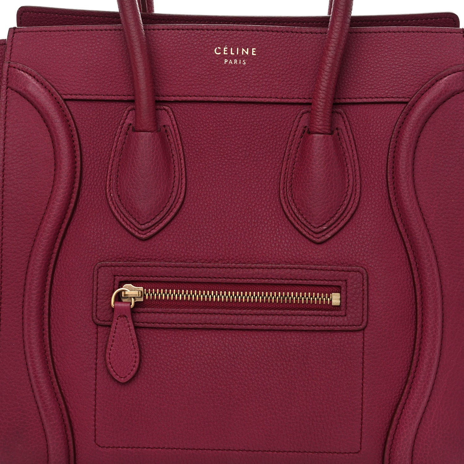 Celine Drummed Calfskin Micro Luggage Plum 8 of 12